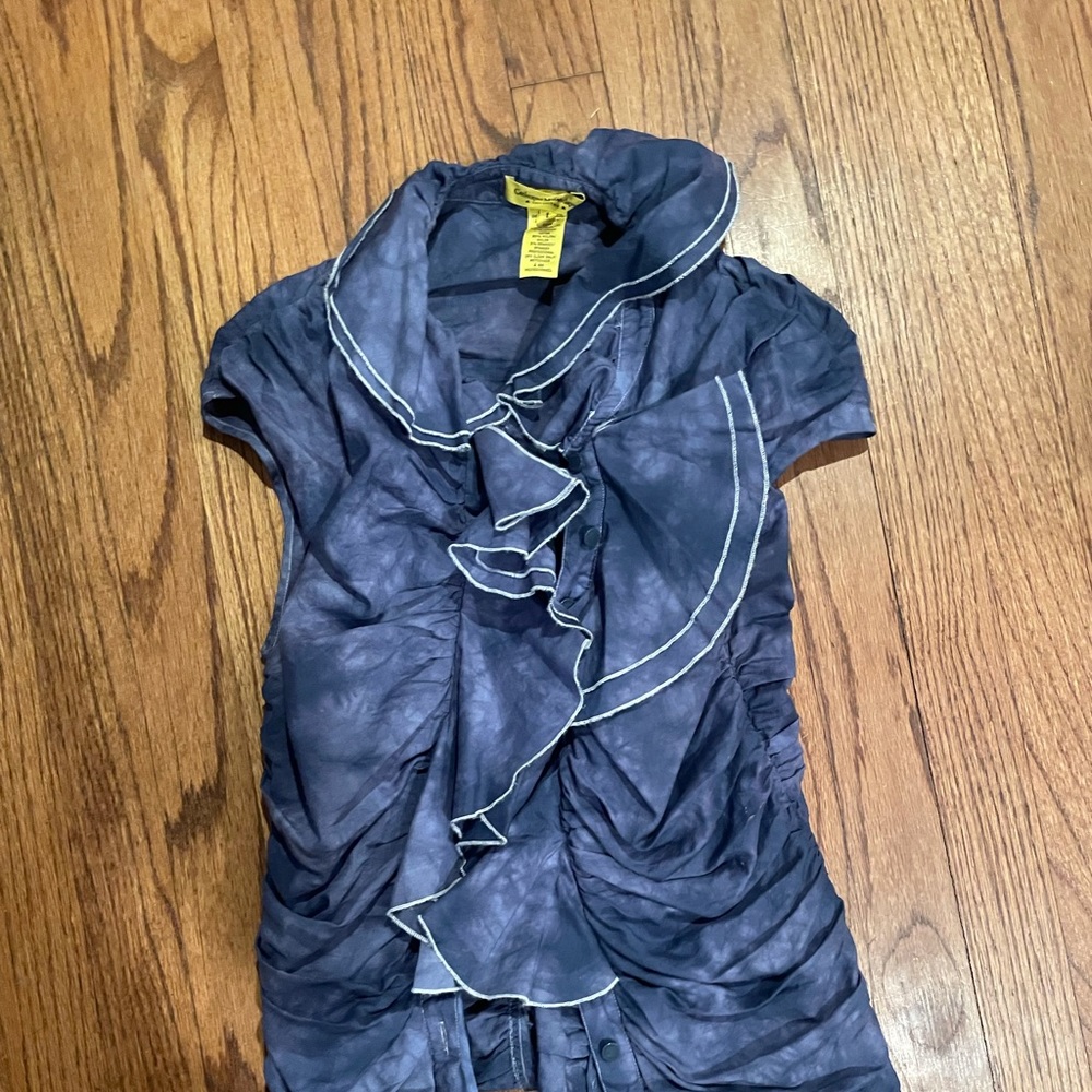 Catherine Malandrino Blue Ruffle Shirt
